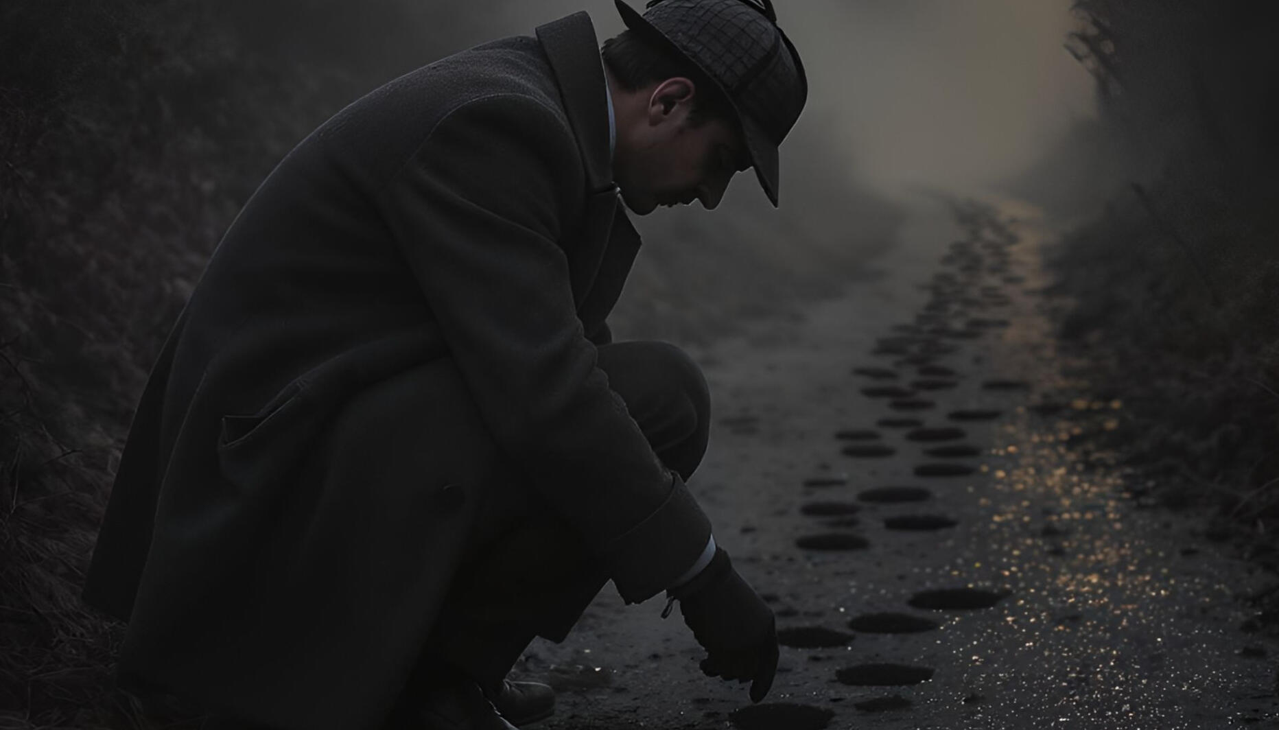 Sherlock Holmes tracking Moriarty Holmes looking for clues