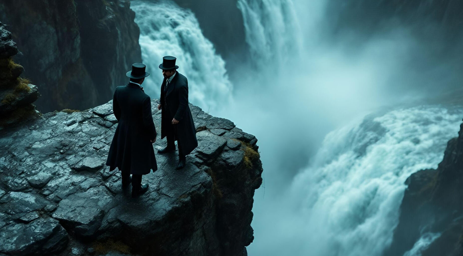 Moriarty and Sherlock at the falls
